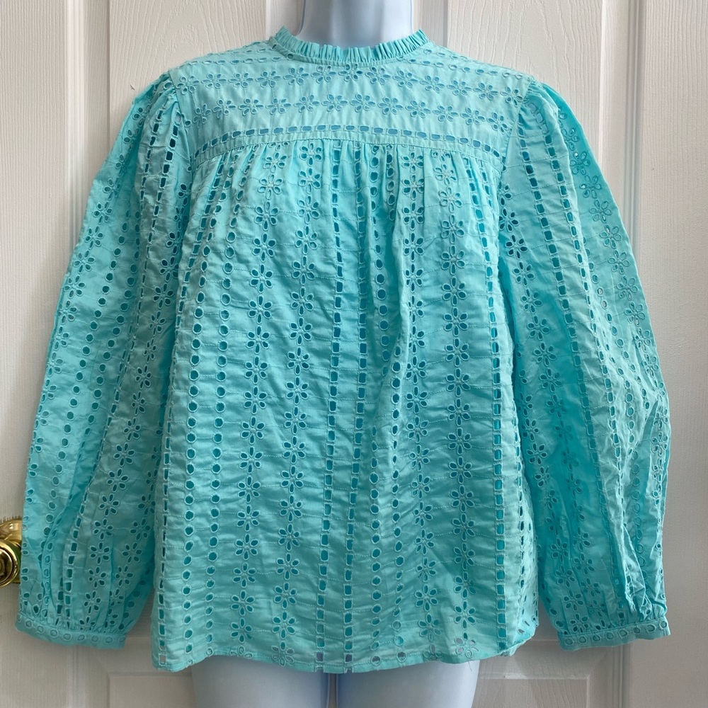 J Crew Eyelet Trim Top